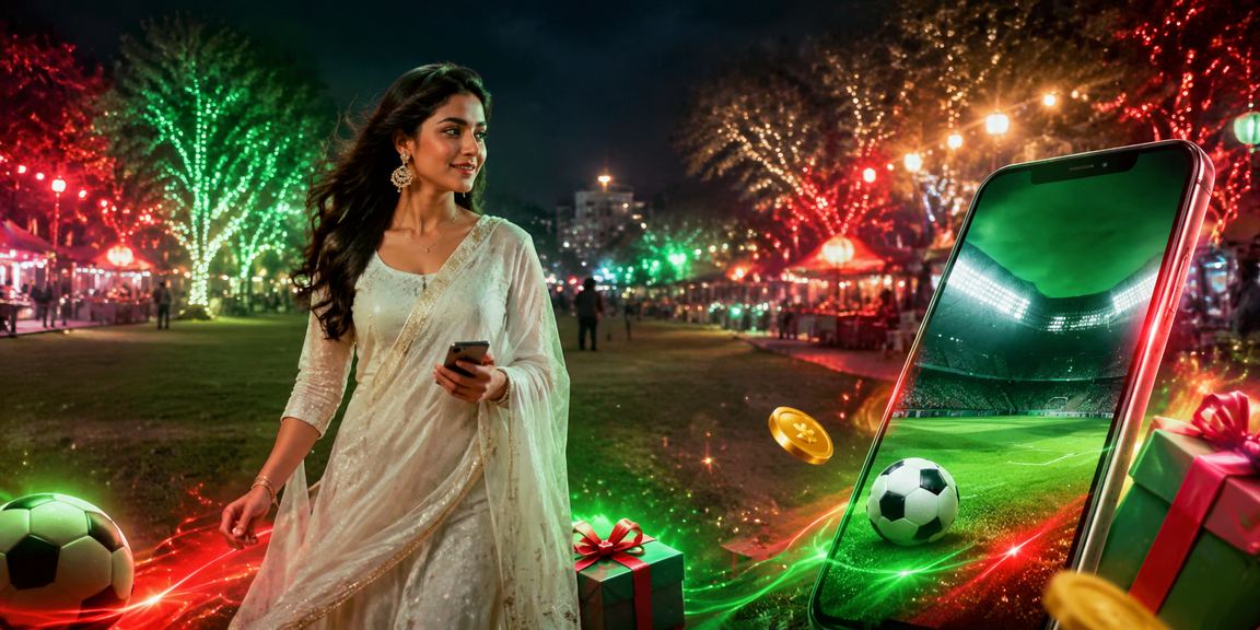 বগুড়ায় লাল-সবুজ পতাকার সামনে ফুটবল বেটিং উপভোগ করছেন একজন ব্যবহারকারী